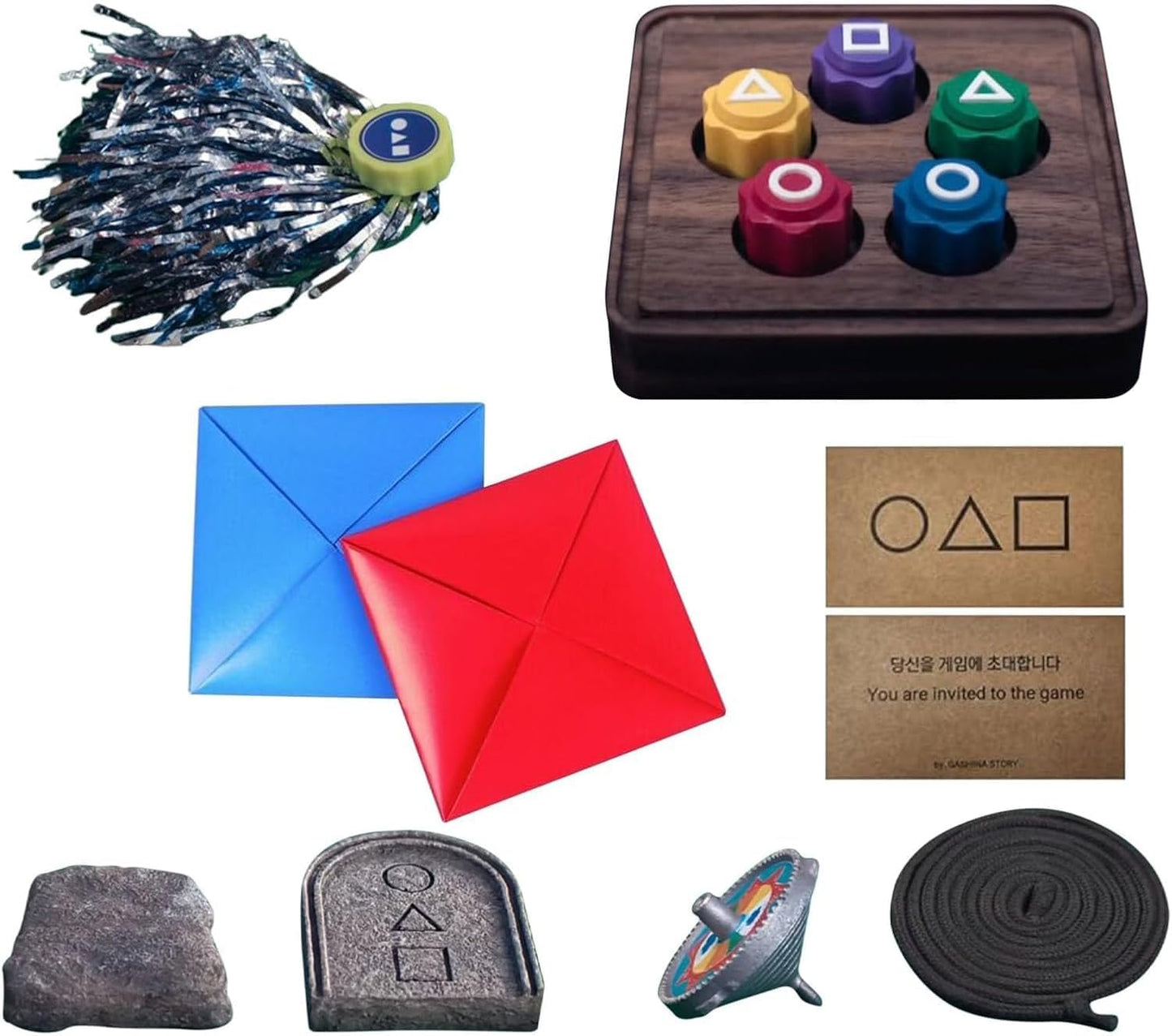 Korean Games from Squid Game Season 2, Gonggi Game, Stone Catching Game Gonggi Jack Stone Pebbles Set, Hand Eye Coordination Training Toy (All Game Set) - beauty k-side