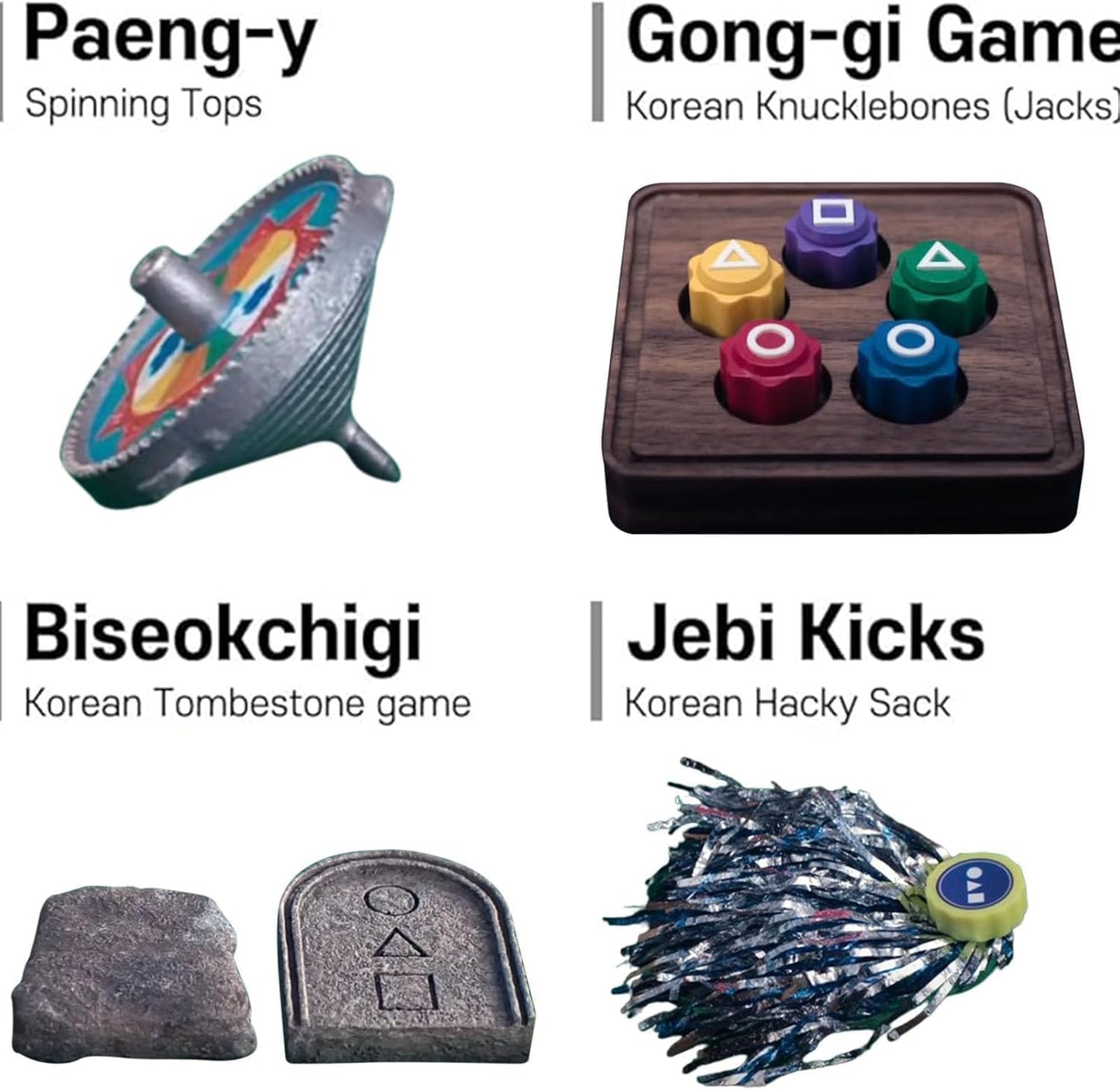 Korean Games from Squid Game Season 2, Gonggi Game, Stone Catching Game Gonggi Jack Stone Pebbles Set, Hand Eye Coordination Training Toy (All Game Set) - beauty k-side