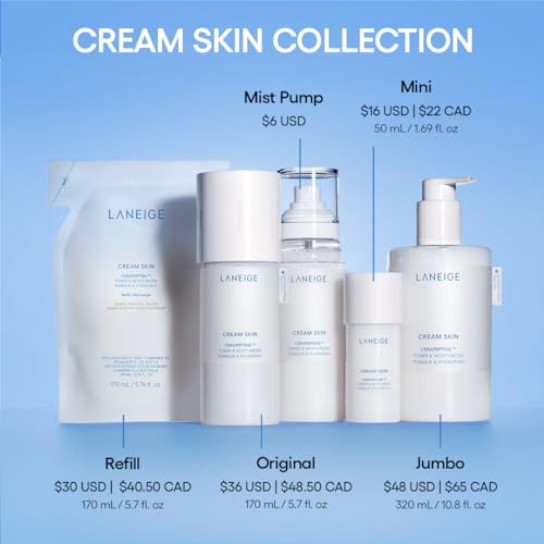 LANEIGE Cream Skin Refillable Toner & Moisturizer Mini: Korean Milky Toner 50 ml - beauty k-side