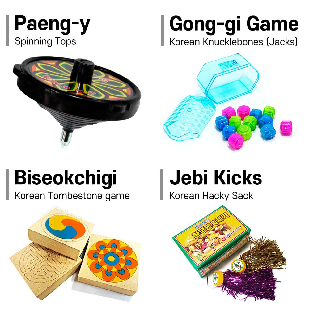 Korean Folk Game Set (Squidgame Collection)- Jebi chagi, Gong-gi, Biseokchigi, Paeng-y [Delivered Straight from Korea]